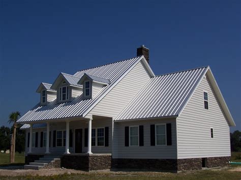 metal building house white roof images|white house with galvalume roof.